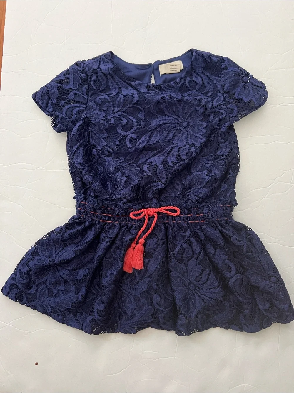 Peek 2T Toddler Girl Navy Blue Lace Dress FULL LINING NWOT
